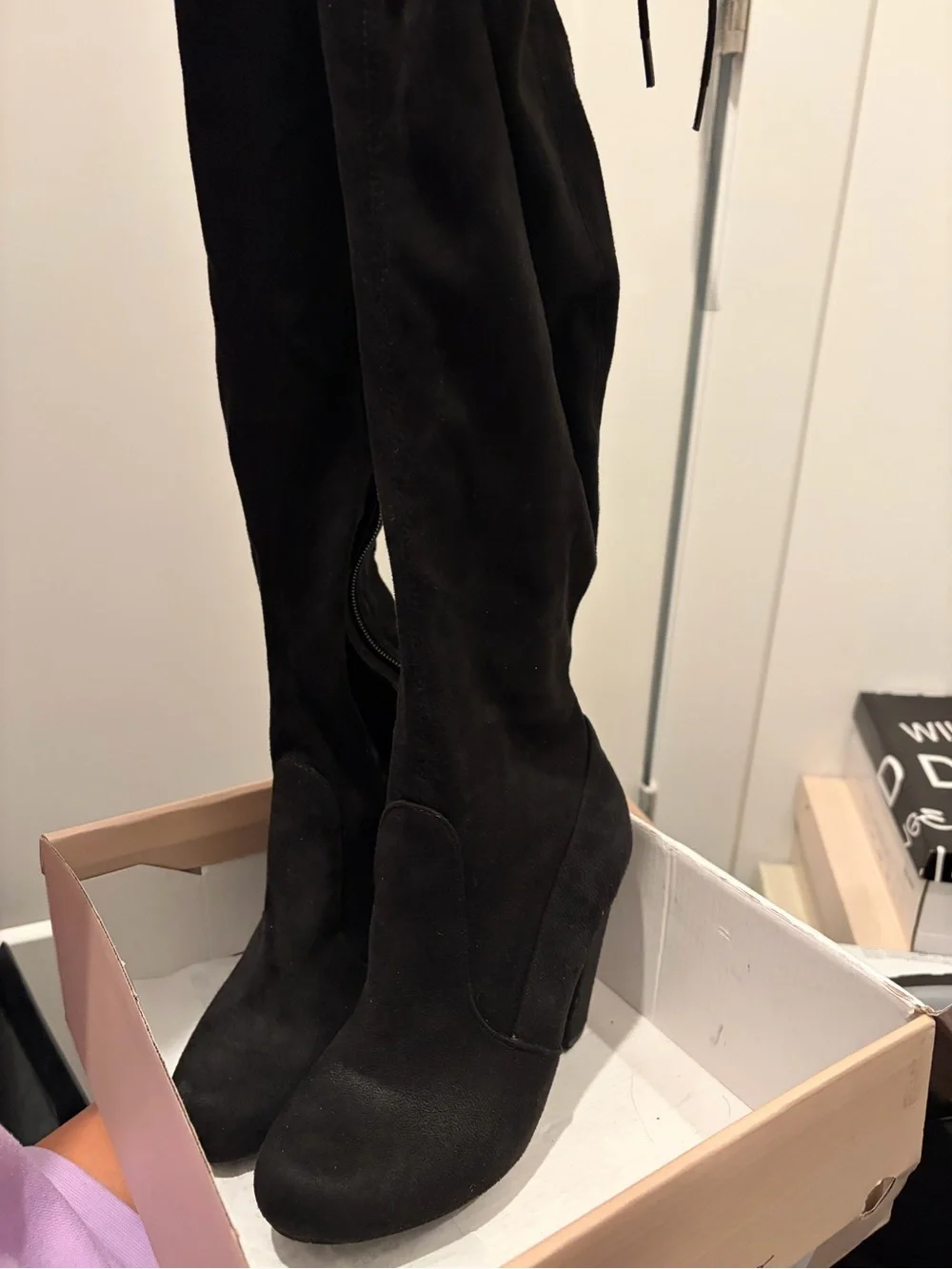 Paige Black Over-the-Knee Block Heel Women's Boots